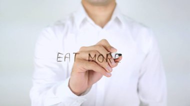 Daha çok yemek, cam üzerinde yazılı adam