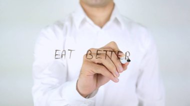 Daha iyi yemek, cam üzerinde yazılı adam