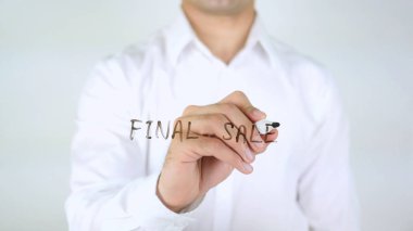 Son satış, adam cam üzerine yazma