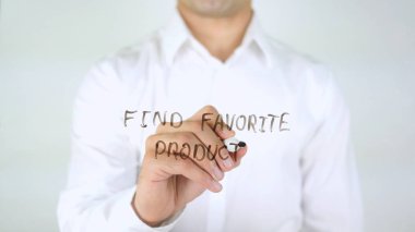 Favori ürünü bulmak, cam üzerinde yazılı adam