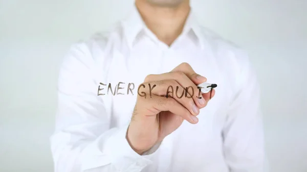 Energetikai Audit, ember írás üveg — Stock Fotó