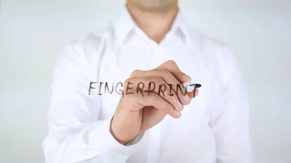 Fingerabdruck, Schrift auf Glas — Stockfoto