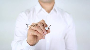 Sadece Hayır demek, cam üzerinde yazılı adam