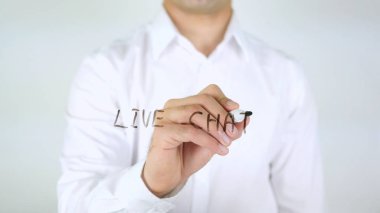 Canlı sohbet, cam üzerinde yazılı adam