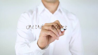 Çevrimiçi Kitaplar, adam cam üzerine yazma