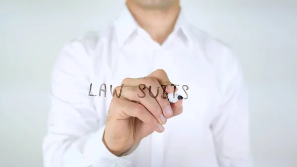 Law Suits, Man Writing on Glass — Stock Photo, Image