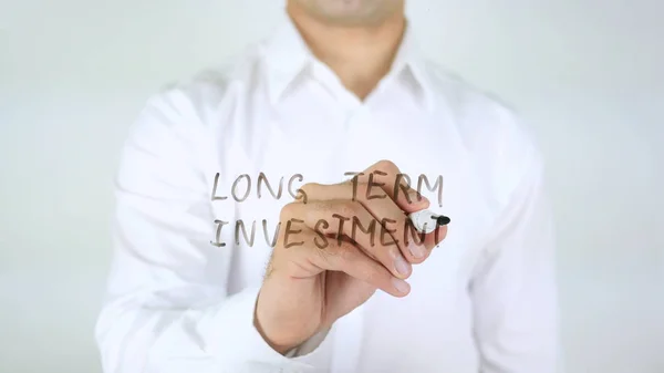 Long Term Investment, Man Writing on Glass — Stock Photo, Image