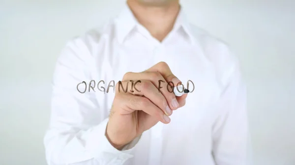 Natuurvoeding, Man schrijven op glas — Stockfoto