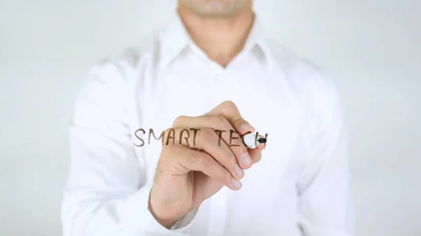 Smart Techu, člověk psaní na sklo — Stock fotografie