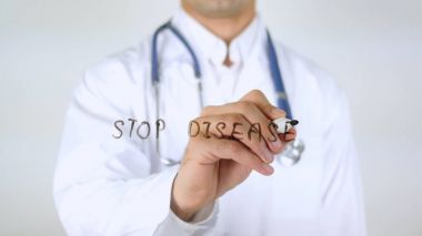 Hastalığı durdurmak, cam üzerinde yazılı doktor