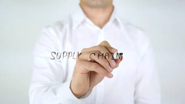 Supply Chain, Man Writing on Glass