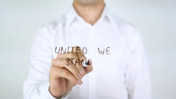 United We Stand, Man Writing on Glass