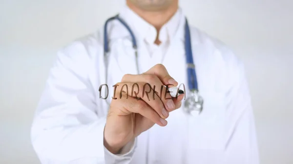 Diarrea, Doctor escribiendo en vidrio — Foto de Stock