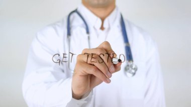 Test olsun, cam üzerinde yazılı doktor