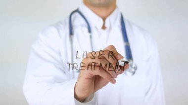 Lazer tedavisi,, cam üzerinde yazılı doktor