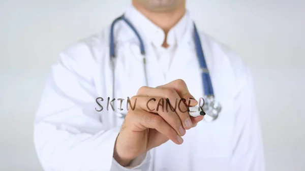 Skin Cancer , Doctor Writing on Glass