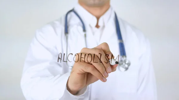 Alcholoism, Doktor cam üzerine yazma — Stok fotoğraf