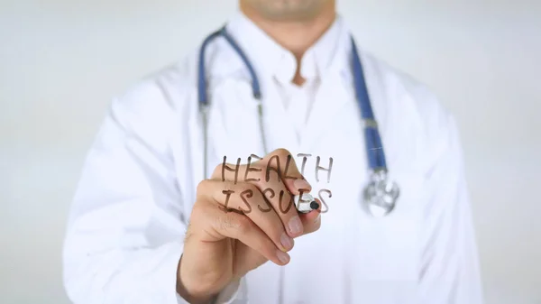 Problemas de Saúde, Doutor Escrevendo em Vidro — Fotografia de Stock