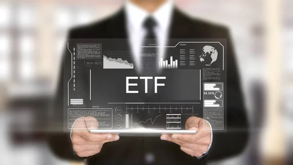 ETF, Hologram futuristiska gränssnitt koncept, förstärkt virtuell verklighet — Stockfoto