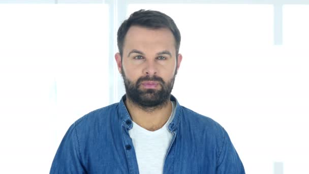 Portrait of Serious Man Sitting in Office — Stock Video