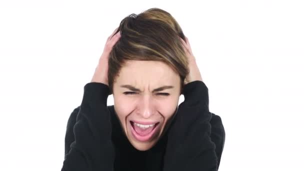 Retrato de mulher gritando enlouquecendo — Vídeo de Stock