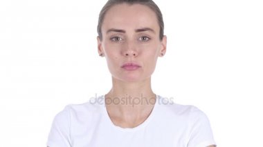 Orta portresi yaşlı kadın el hareketi ret, ret