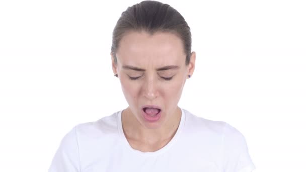 Retrato de mujer gritando volviéndose loca — Vídeos de Stock