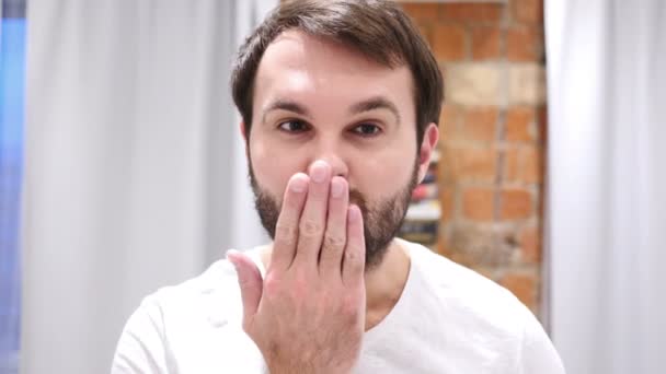 Flying Kiss Gesture by Beard Man, Love — Stok Video