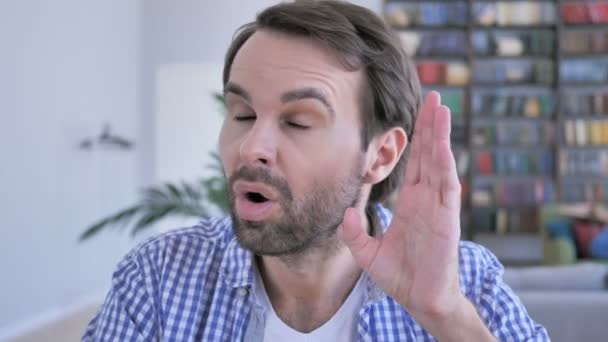 Man Listening Secret Carefully in Office, Library — Stock Video