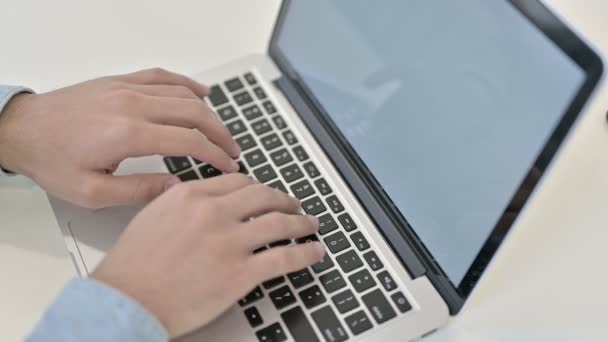 Close Up of Front View of Businessman Typing on Laptop — Stock Video