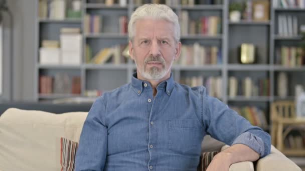 Portrait of Senior Old Man saying No by Finger Gesture — Stock Video