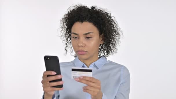 Portrait of Businesswoman Celebrating Online Payment on Smartphone — 비디오