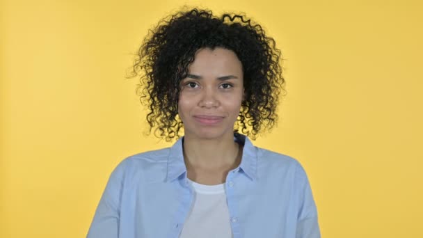 Portrait of Successful Casual African Woman showing Victory Sign — Stock Video