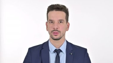 Üzgün Genç İş Adamı 'nın Portresi Şok Olmuş, Beyaz Arkaplan