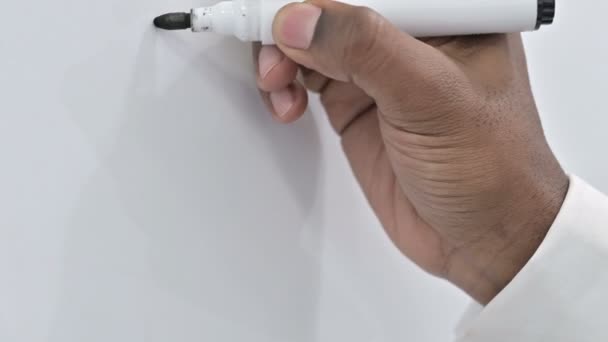 Close up of Hands of African Man working on Whiteboard in Office — 비디오