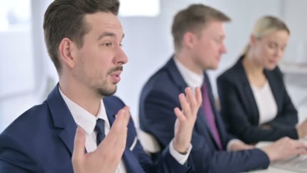 Portrait of Professional Businessman doing Video Chat in Office — Stock Video