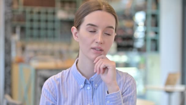 Portrait of Pensive Young Businesswoman Thinking — Stock Video