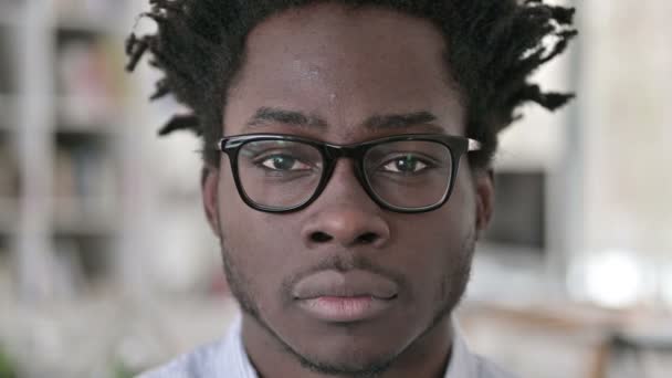 Close up of Serious African Man Face — Stock Video