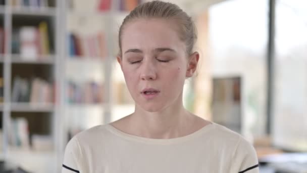 Portrait of Sick Young Woman Coughing, Viral — Stock Video