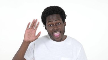 Beyaz Arkaplanda İzole Edilmiş Sıradan Afrikalı Adam 'ın Çevrimiçi Video Sohbeti