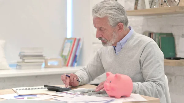 Senior Old Man Working on Finance, Money Matter