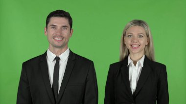 Neşeli İş Adamları Kamera, Chroma Key gülümseyen