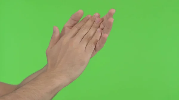 Klaskanie ręce na zielonym Chroma Key — Zdjęcie stockowe