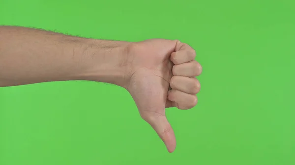 Thumbs Down on Green Chroma Key — Stok Foto