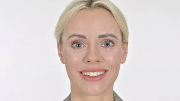 Primer plano de la sonriente cara de mujer de negocios — Foto de Stock