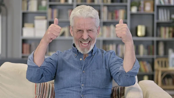 Portrait of Cheerful Senior Old Man Celebrating Success — Stock Photo, Image