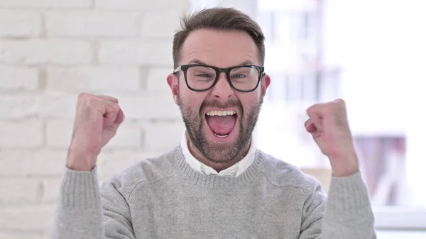 Portrait of Excited Creative Man Celebrating Success — 图库照片