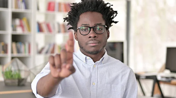 No, African Man Disapproving by Finger Sign — Stock fotografie