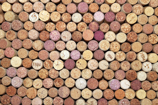 Closeup pattern background of many different wine corks