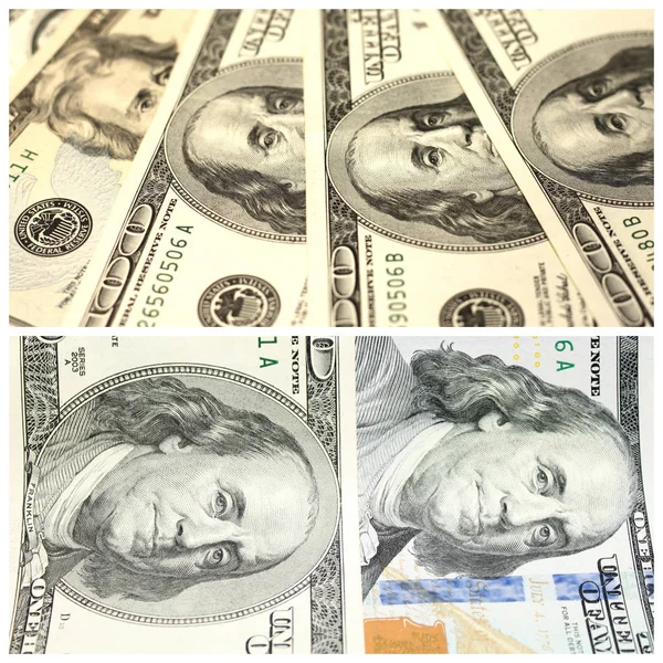 Collage Mit Fragmenten Von Hundert Dollar Banknoten — Stockfoto